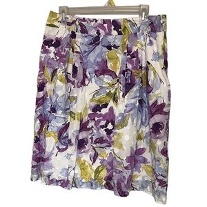 Christopher & Banks Watercolor Floral Print Cotton Skirt
